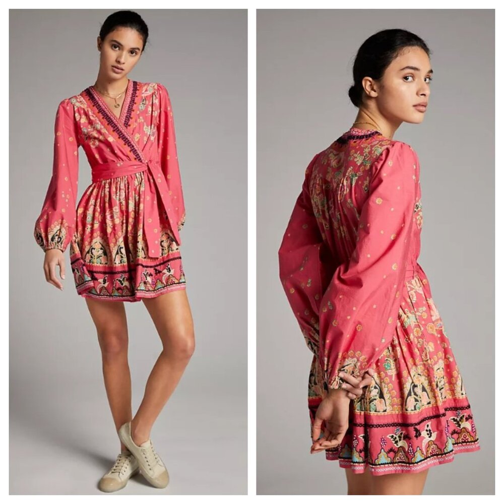 NWT Anthropologie Raquel Embroidered Beaded Mini Dress S